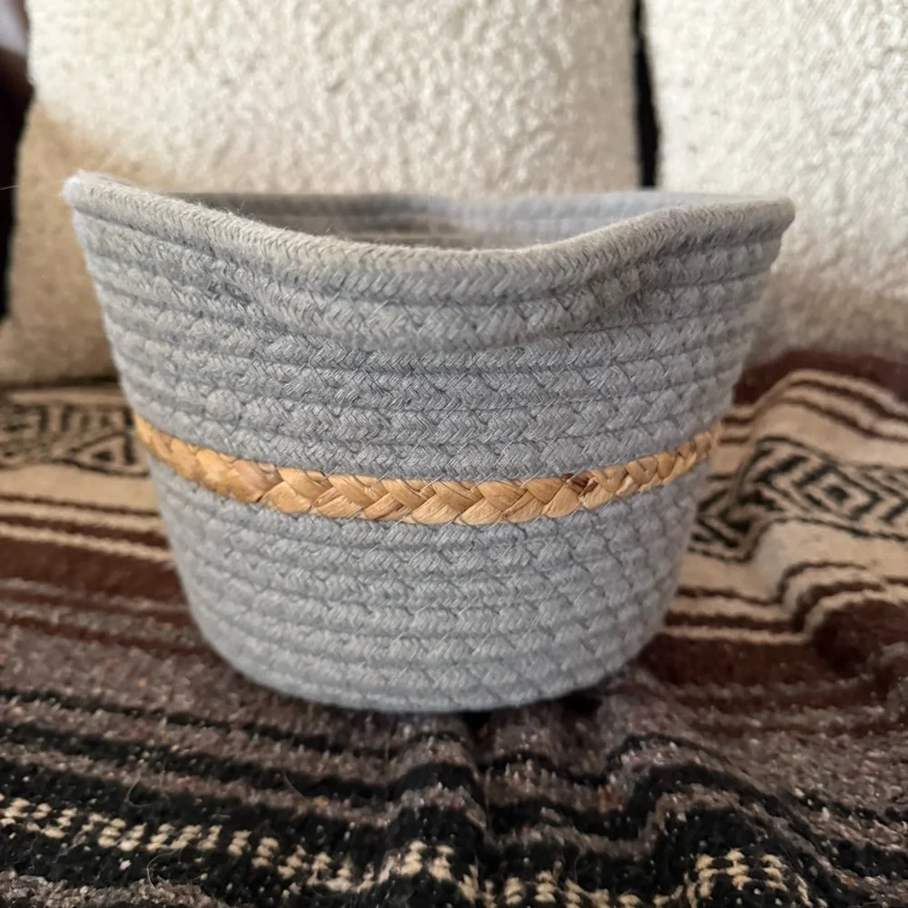 Small Gray and Tan Woven Basket